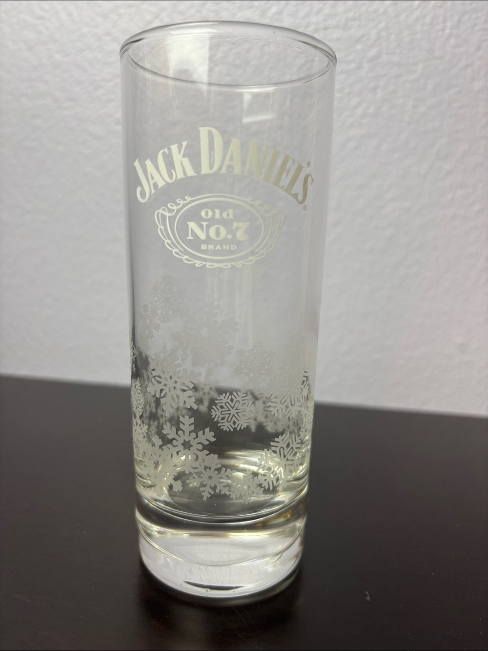 Jack Daniels Clear Glass Highball with White Snowflake Accents